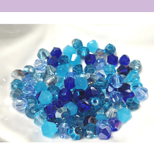 Cristal tupí facetado de 4 mm, en tonos celestes y azules, set de 100 unidades aprox