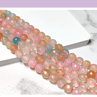 Agatas, Agata facetada en tonos multicolor de 6 mm, tira de 60 piedras apróx