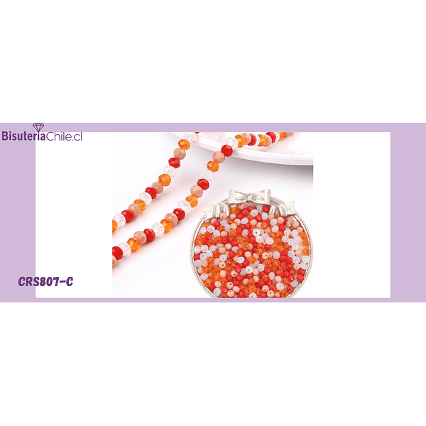 Cristal facetado de 6 mm, multicolor en tonos naranjo, rojo y transparentes, set de 100, cristales aprox