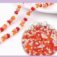 Cristal facetado de 6 mm, multicolor en tonos naranjo, rojo y transparentes, set de 100, cristales aprox