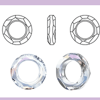 Cristal circulo facetado, color tornasol, 14 mm, agujero de 7 mm, por unidad