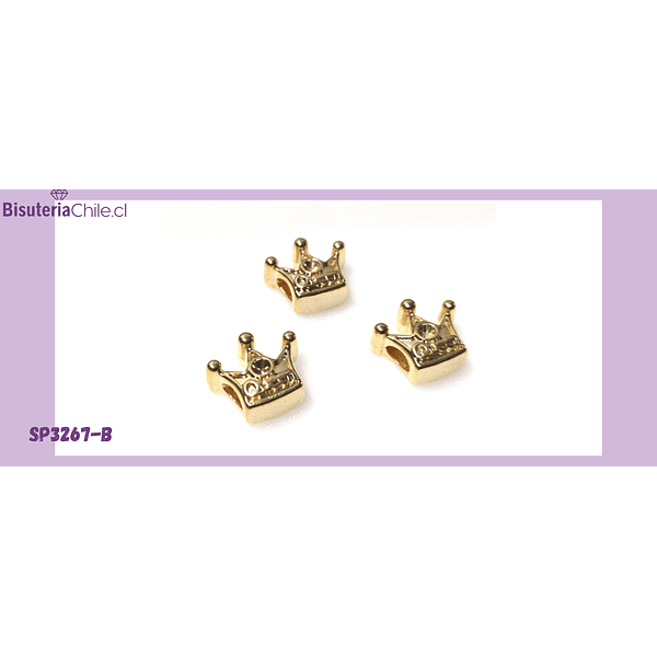 Separador baño de oro, Queen, 18 k, 15 x 7 mm, agujero de 4 x 5 mm, por unidad