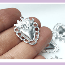 Colgante corazón detente baño de plata, 28 x 22 mm, por unidad