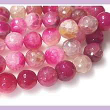 Agatas, Agata en tonos rosas y fucsias, 14 mm de diámetro tira de 12 piedras aprox