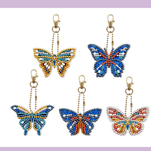 Set de llaveros para Diamong Painting, Mariposas, 5 piezas