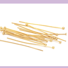 vastago acero dorada de bolita, 30 mm de largo, set de 10 unidades