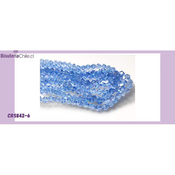 Cristal tupi 6 mm celeste, tira de 44 cristales aprox