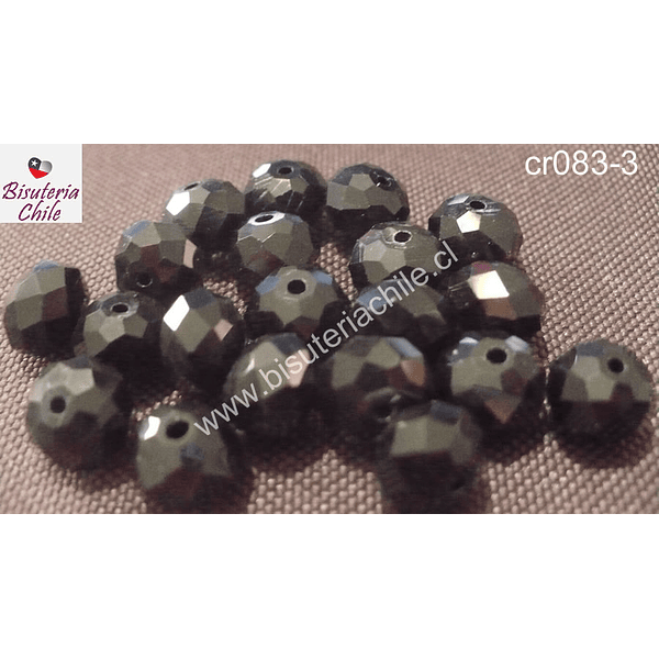 Cristal 10 x 8 mm, negro , set de 20 unidades