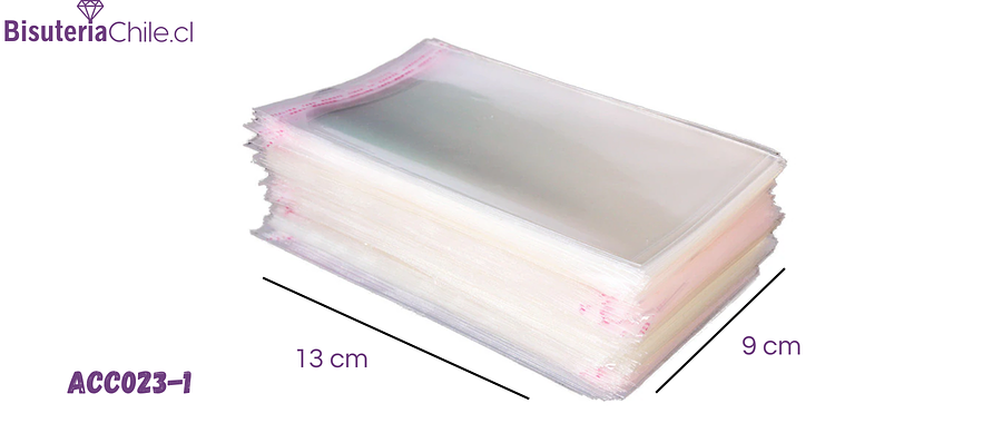 Bolsas Plasticas Celofán Adhesivas, 9 x 13 cm 200 unds aprox