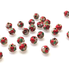 Perla española 8 mm en tonos rojos, set de 6 unidades