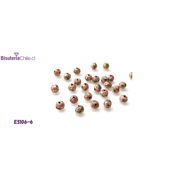 Perla española en color rosado de 8 mm, set de 6 unidades