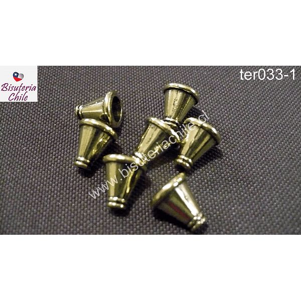 Terminal dorado, 11 mm de largo y agujero de 7 mm de ancho, set de 6 unidades