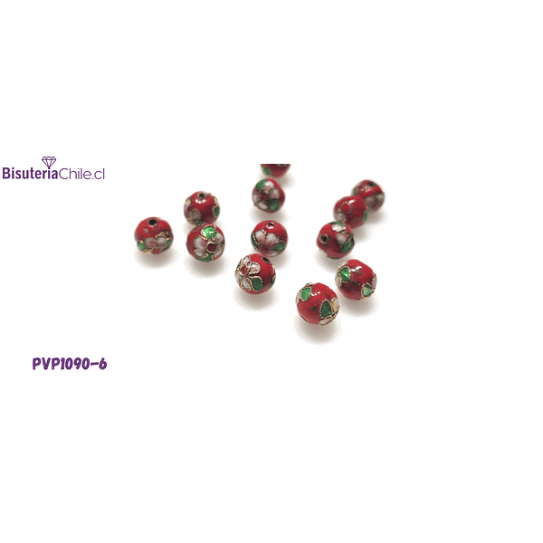 Perla española 9.5 mm en tonos rojo, set de 5 unidades