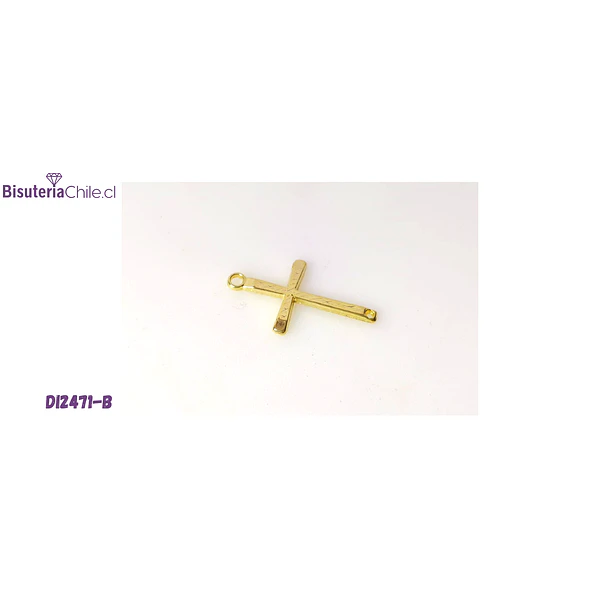 Dije cruz baño de oro, doble conexión, 26 x 15 mm, por unidad