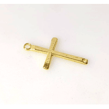 Dije cruz baño de oro, doble conexión, 26 x 15 mm, por unidad