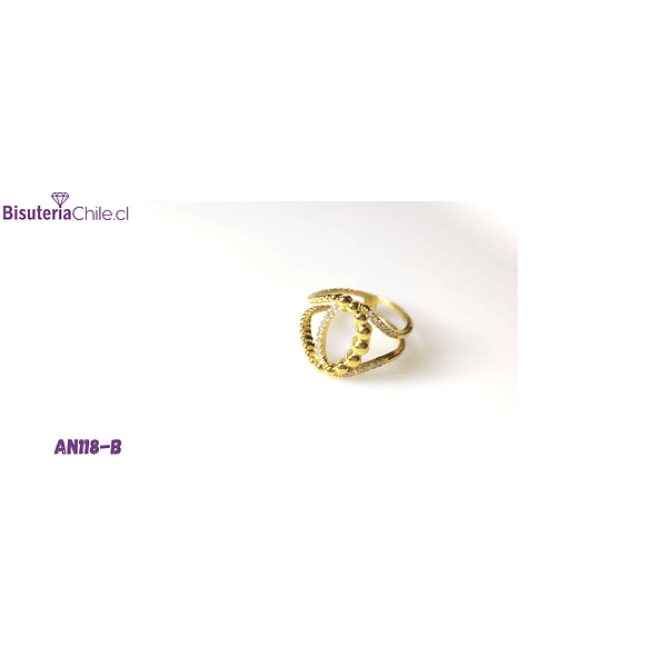 Anillo zirconia y baño de oro, 17.8 mm, N°16, por unidad