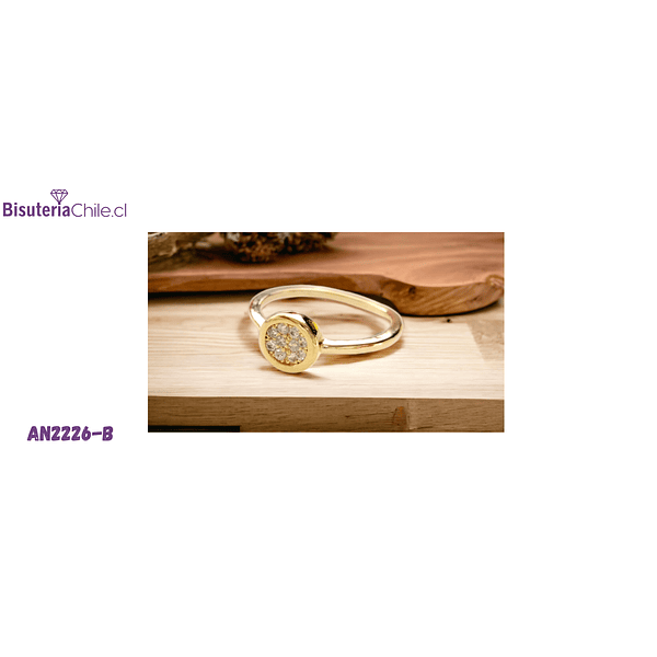 Anillo zirconia y baño de oro 18 k, tipo midi, 14 mm interior, N°5