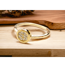 Anillo zirconia y baño de oro 18 k, tipo midi, 14 mm interior, N°5