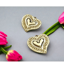 Colgante Corazón baño de oro, 18 x 19 mm, set de 6 unidades (por mayor)