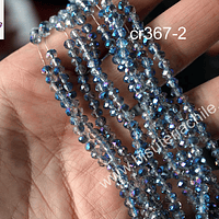 Cristal chino facetado de 4 mm transparente con tonalidades azules, tira de 140 unidades
