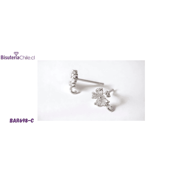 Base aro baño de plata, flor de zircón, color platino, 7 mm, por par