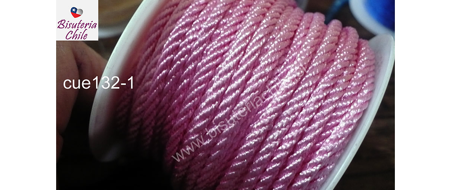 Hilos, Hilo trenzado 3 mm en color rosado claro, rollo de 23 metros