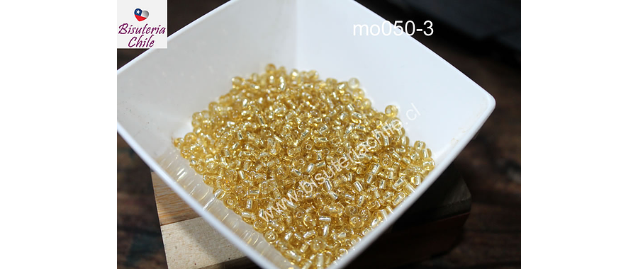 Mostacillón dorado cristal 6/0, bolsa de 50 grs