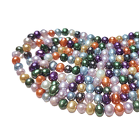 Perla de río multicolor primera calidad, 6 - 7 mm, tira de 62 perlas aprox.