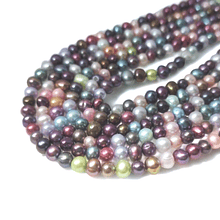 Perla de río multicolor primera calidad, 5-6 mm, tira de 80 perlas aprox.