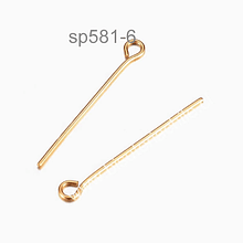 vastago para engarzar de acero dorado, 30 mm de largo, set de 10 unidades aprox.