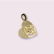 Colgante zirconia y baño de oro, en forma de corazón, 19 x 17 mm, por unidad