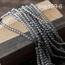 Perla de vidrio tono gris tornasol de 4 mm, tira de 105 perlas aprox