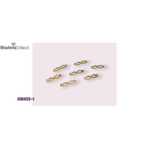 Dije dorado infinito, 20 x 6 mm, set de 7 unidades