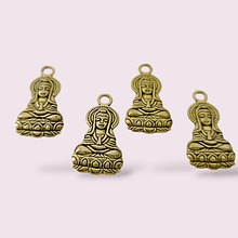 Dije dorado en forma de buda, 25 mm de alto por 13 mm de ancho, set de 4 unidades