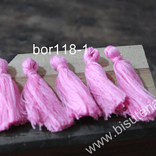Borla color rosado, 40 mm de largo, set de 5 unidades