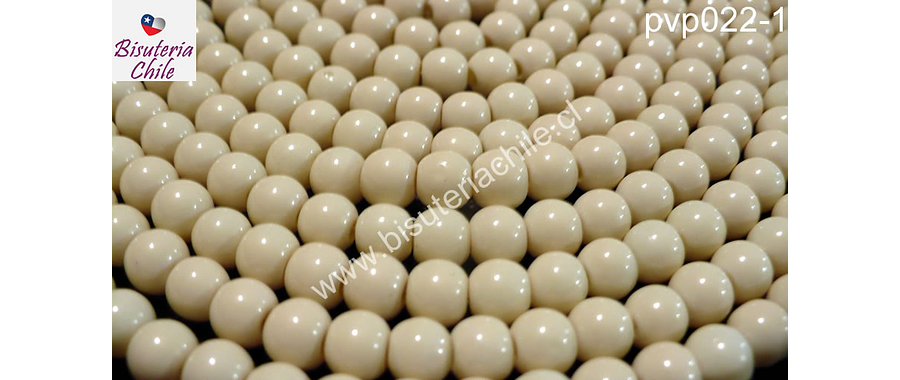 Perla de vidrio pintado 6 mm color blanco invierno tira de 72 perlas aprox