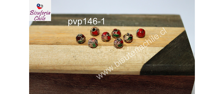 Perla española roja de 6 mm, set de 8 unidades
