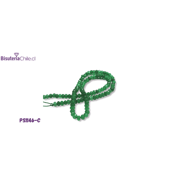 Agata verde RONDELL, de 4 mm, tira de 110 piedras aprox.