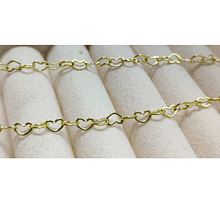 Collar corazones baño de oro, eslabón de 3 x 5 mm, 45 cm de largo, por unidad