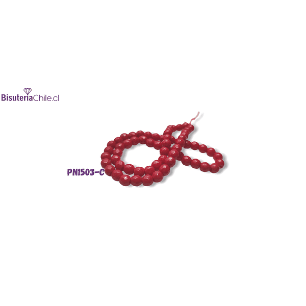 Agatas, Agata facetada color rojo de 6 mm, tira de 62 piedras aprox