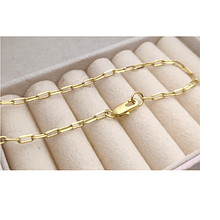 Collar baño de oro 18 k, color oro claro, eslabón de 6 x 2,5 mm, 45 cm de largo
