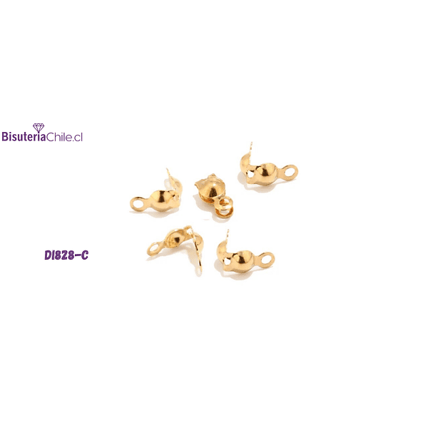 Tapa nudo, Tapanudo acero inoxidable dorado, 7,4 x 4 mm, set de 10 unidades (5 pares)