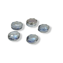 Cuentas ovaladas de cristal facetado de color azulado tornasol, 9x12mm agujero de 1,5 mm, set de 5 piezas