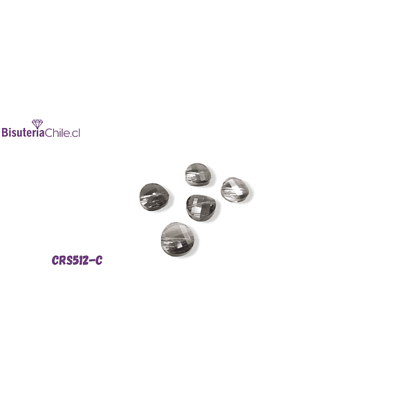 Cristal facetado con forma de moneda, color  gris 14MM, set de 5 unidades