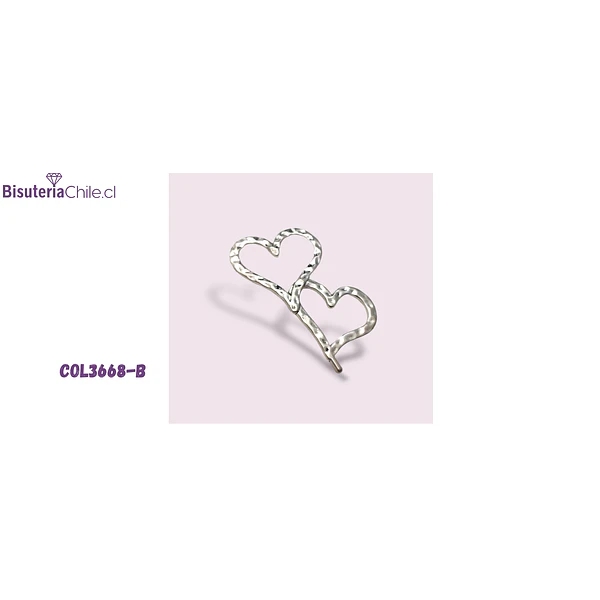 Colgante plateado corazones, 68 x 39 mm, por unidad