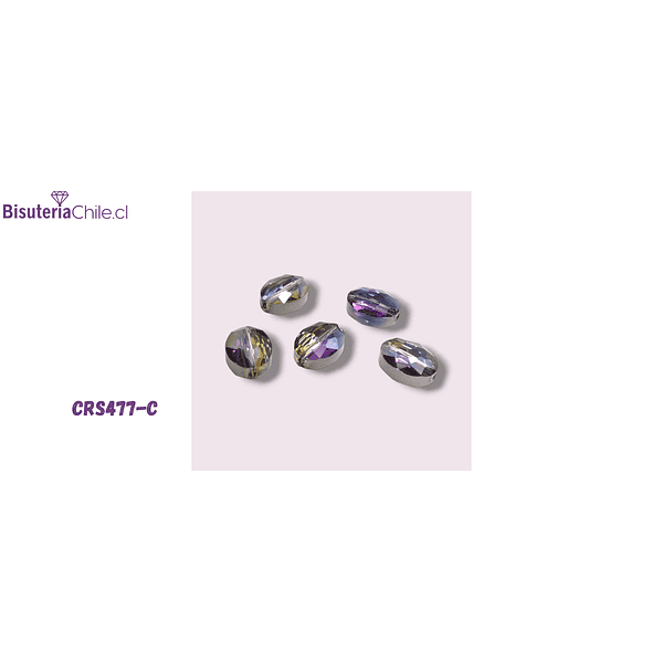 Cuentas ovaladas de cristal facetado de color fucsia y lila tornasol, 9x12mm agujero de 1,5 mm, set de 5 piezas