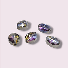 Cuentas ovaladas de cristal facetado de color fucsia y lila tornasol, 9x12mm agujero de 1,5 mm, set de 5 piezas