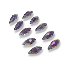 cristal en forma de gota, facetado color morado, 12 mm de largo por 6 mm de ancho, set de 10 unidades