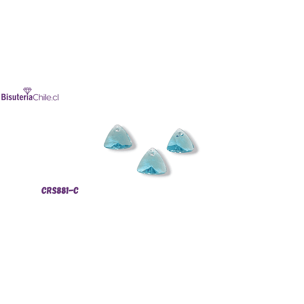 Cristales celestes triángulos facetados, 7 mm, set de 3 unidades
