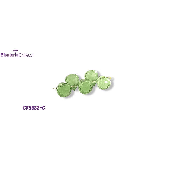 Cristal gota verde facetada primera calidad 9,5 x 8 mm, set de 5 unidades